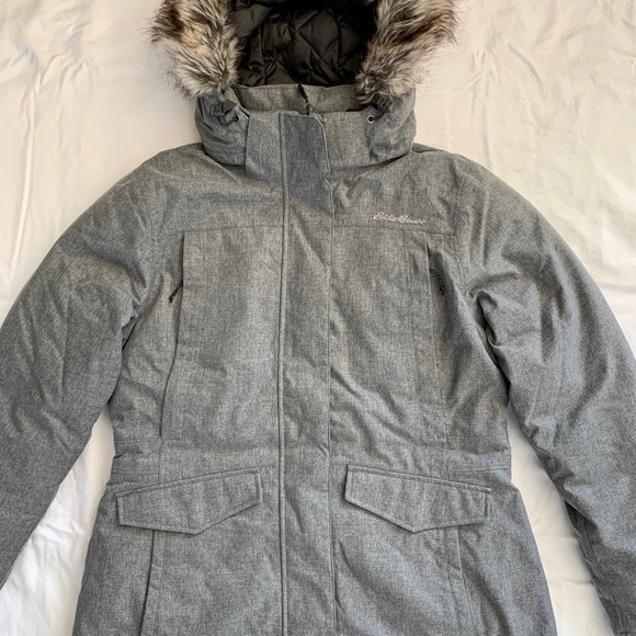 EDDIE BAUER Waterproof Down Winter Coat Grey New - Picture 4 of 7